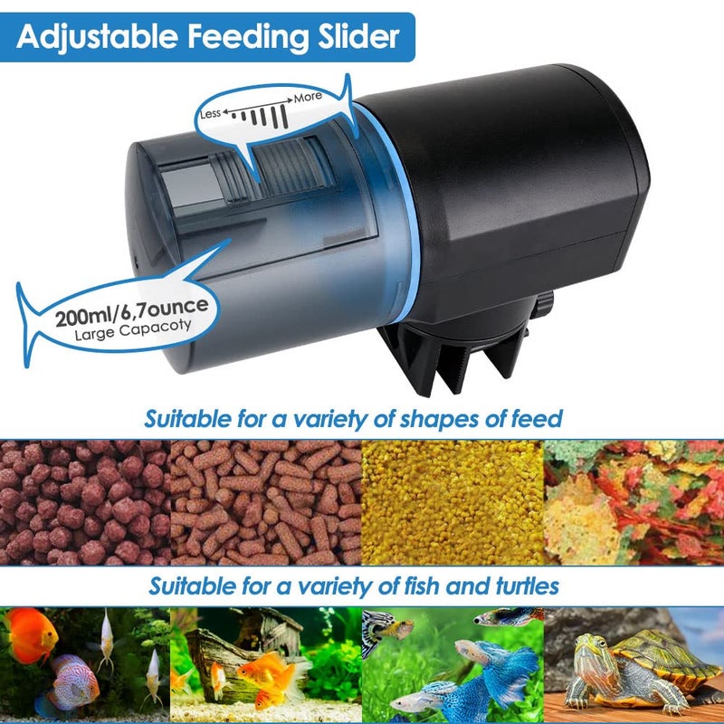 Lukovee Automatic Fish Feeder,New Generation Feeding Time Display USB Rechargeable Timer Moisture-Proof Aquarium or Fish Tank Food Dispenser with 200ML Large Capacity for Vacation Weekend Holiday,Blue - Image 4